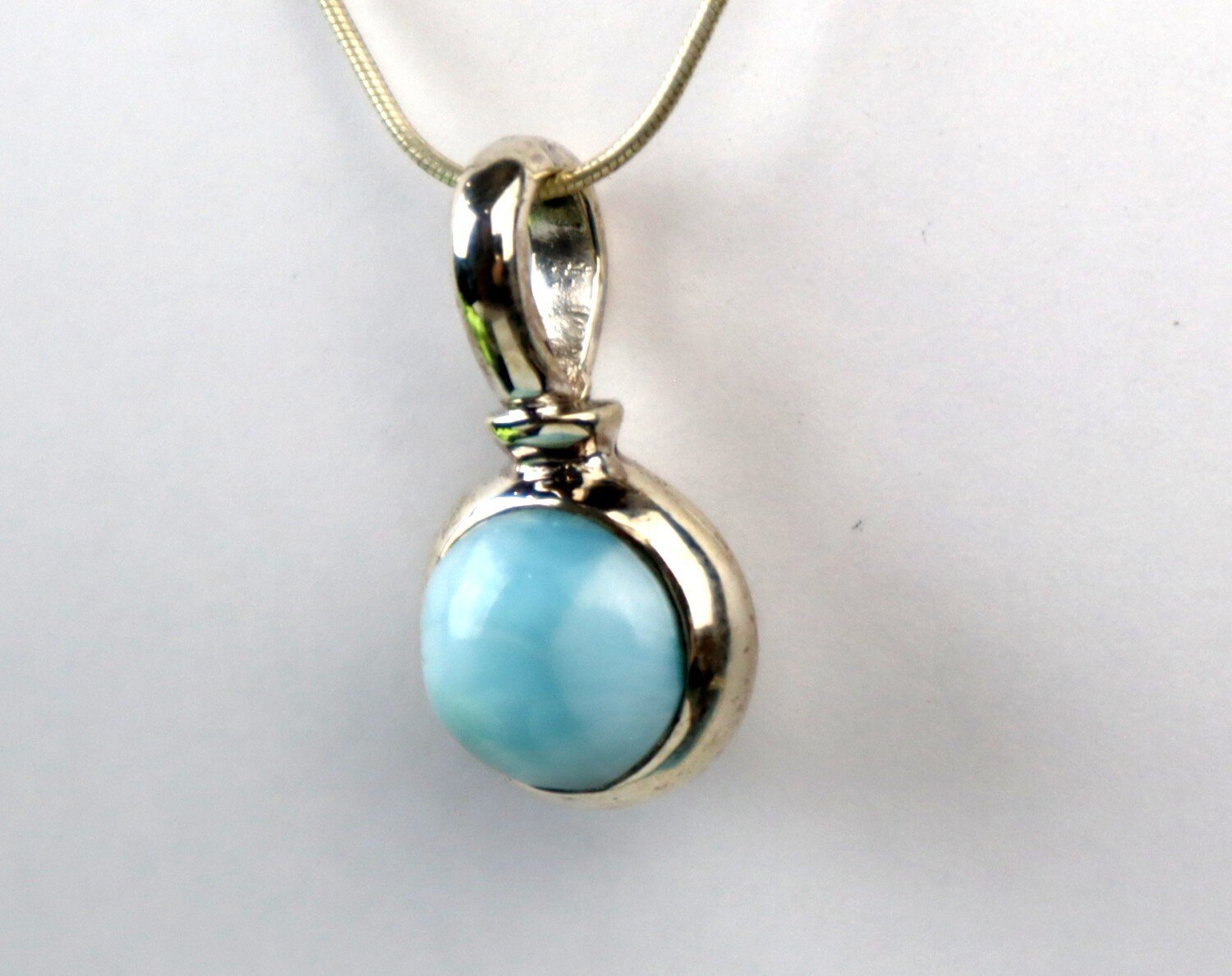 Finest Natural Sky Blue Larimar .925 Sterling Silver Necklace Chain 16inch – photo 7