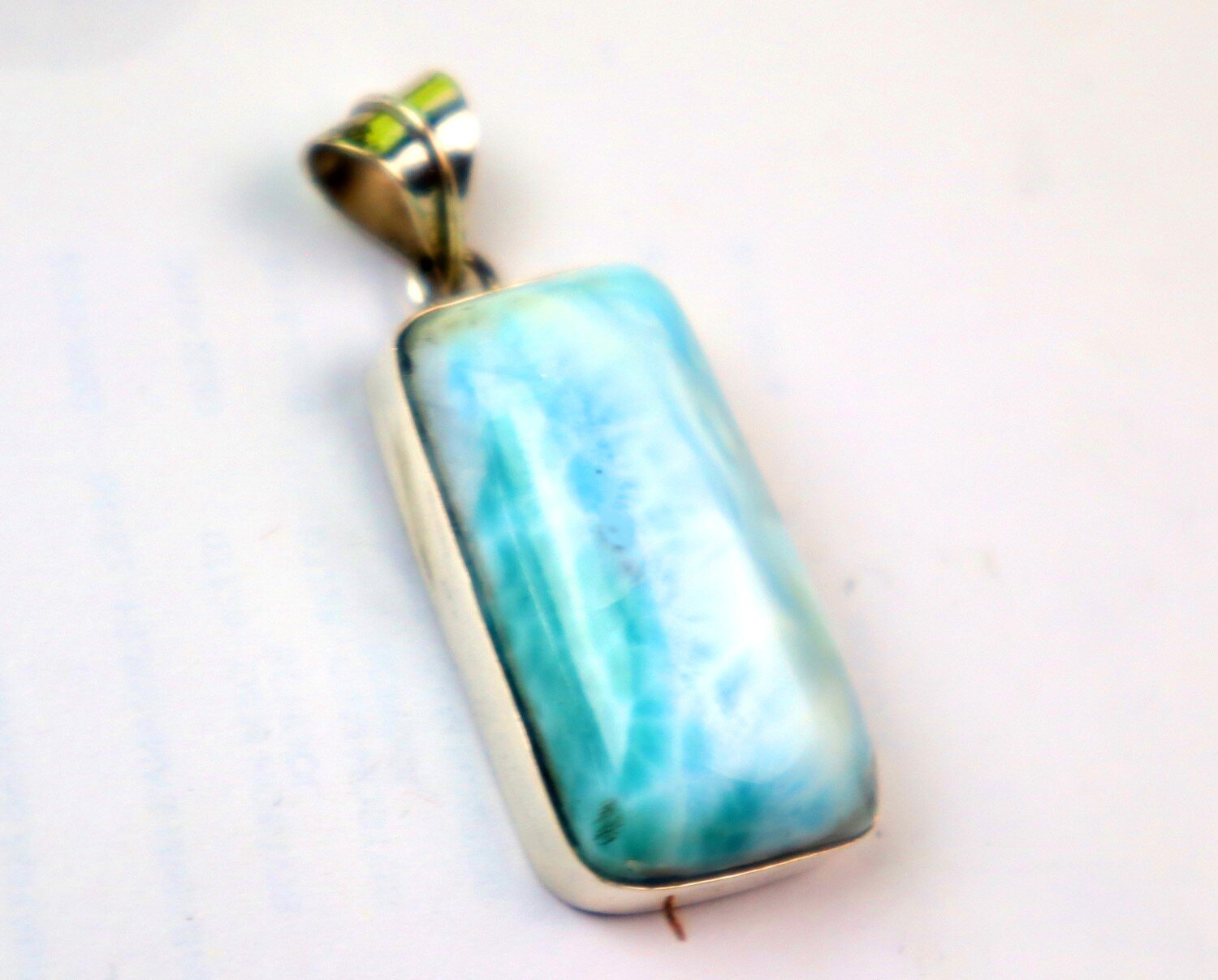 Impressive Natural Light Blue Larimar .925 Sterling Silver Pendant 42mm – photo 4