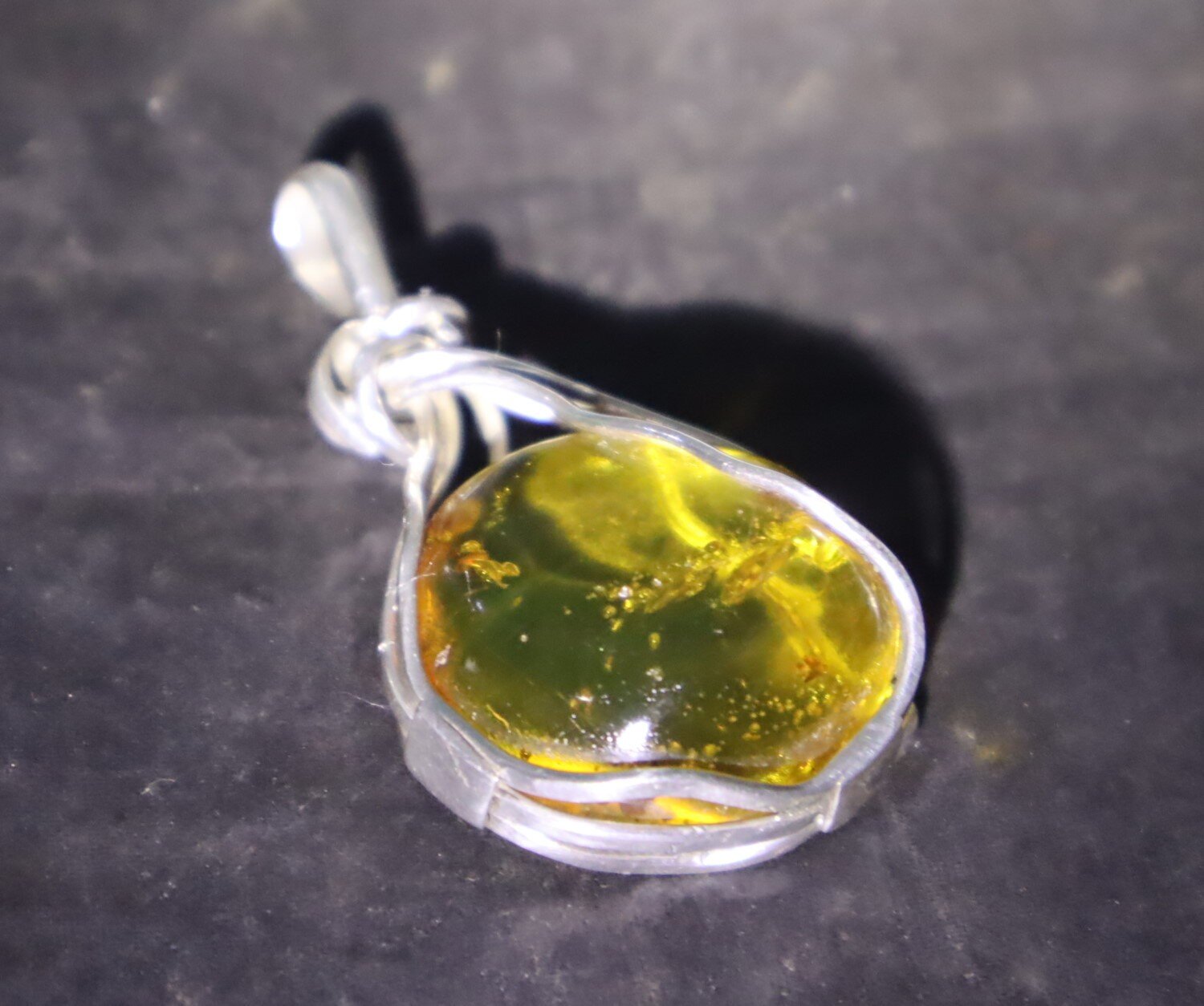 Handcrafted 2 inch Natural Heavy Amber .925 Sterling Silver Pendant Fossil – photo 6