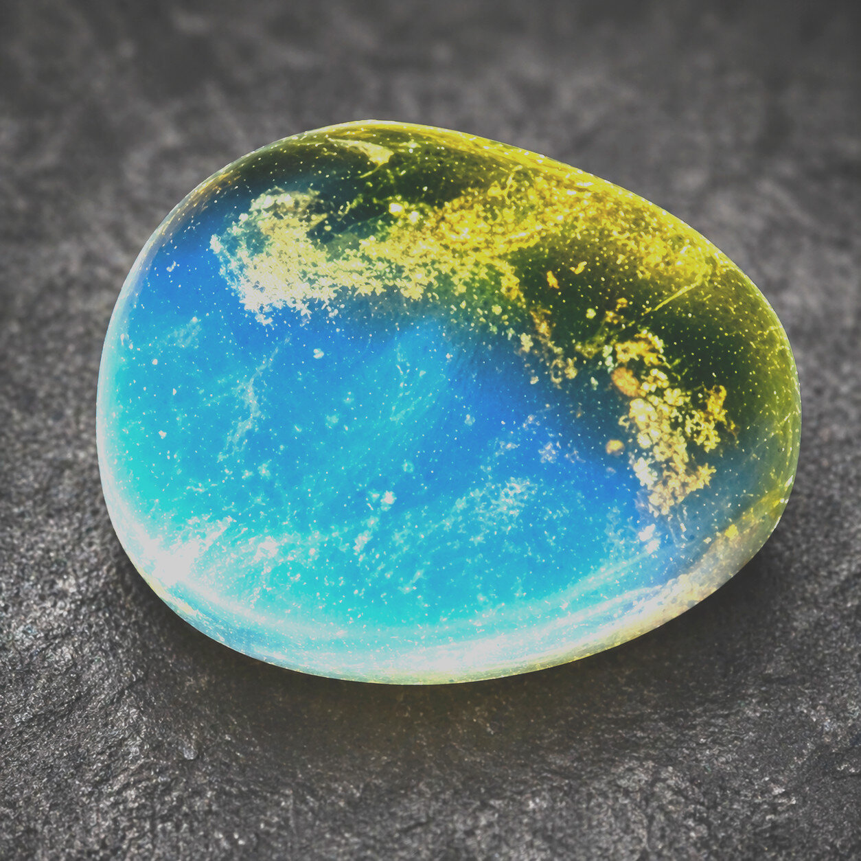 Handcrafted Natural Dominican Blue Amber Polished Stone 10mm free drilling
