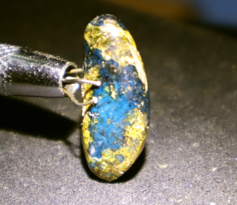 Translucent Dominican Blue Amber Polished Stone 24mm free drilling