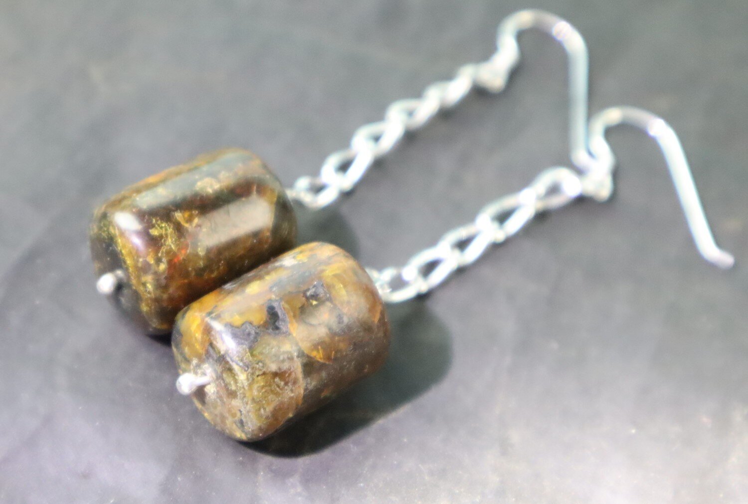 Charming 3inch Natural Transl. Orange Barrel Amber .925 Sterling Silver Earrings – photo 4