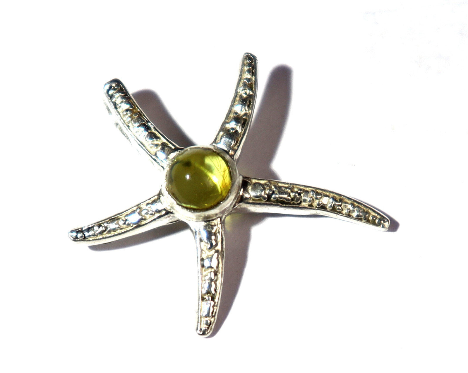 Exquisite Natural Amber .925 Sterling Silver Sea Star Starfish Pendant 1.2inch – photo 7