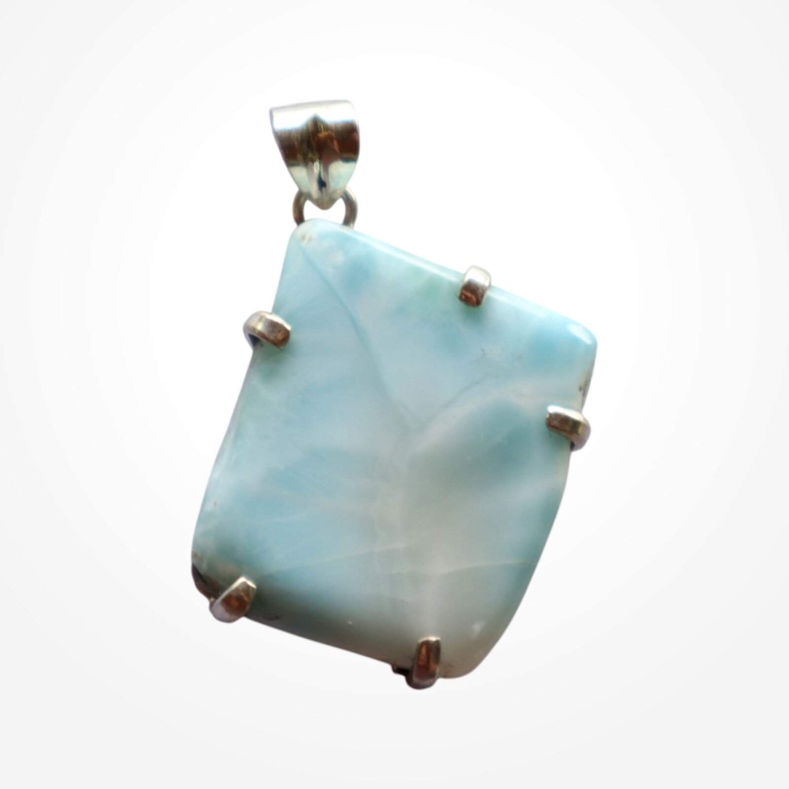 Genuine 15.7g heavy Light Blue Larimar 925 Sterling Silver Slab Pendant 44mm – photo 7