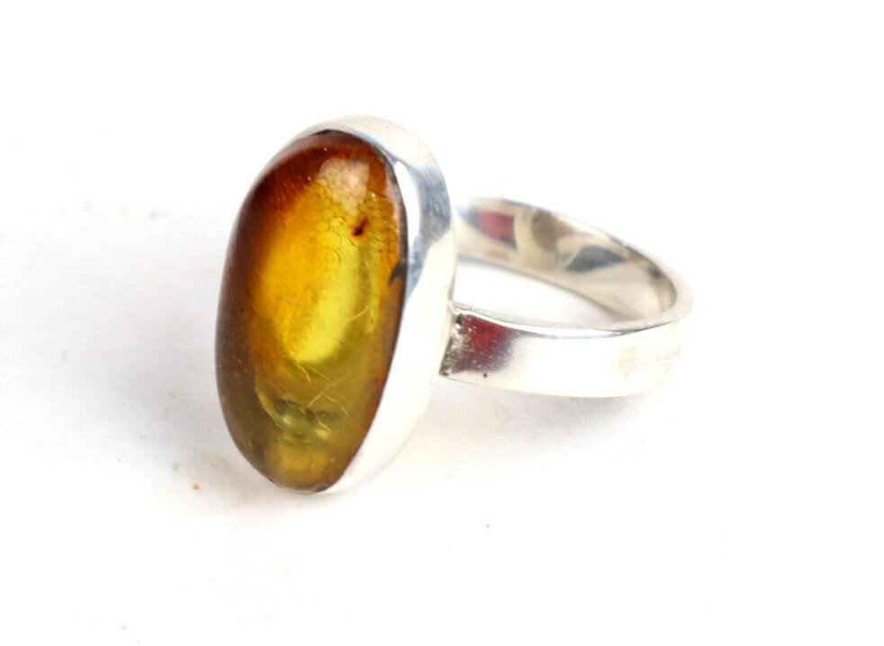 Exquisite Natural Clear Yellow Orange Amber .925 Sterling Silver Ring #5 – photo 6