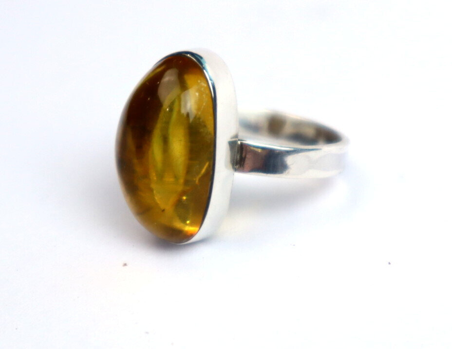 Exquisite Natural Clear Light Yellow Amber .925 Sterling Silver Ring #5 – photo 6