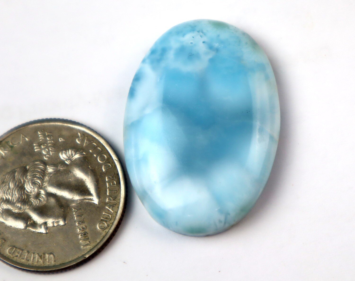 Charming Design Natural Sky Blue Larimar Cabochon 34mm – photo 4