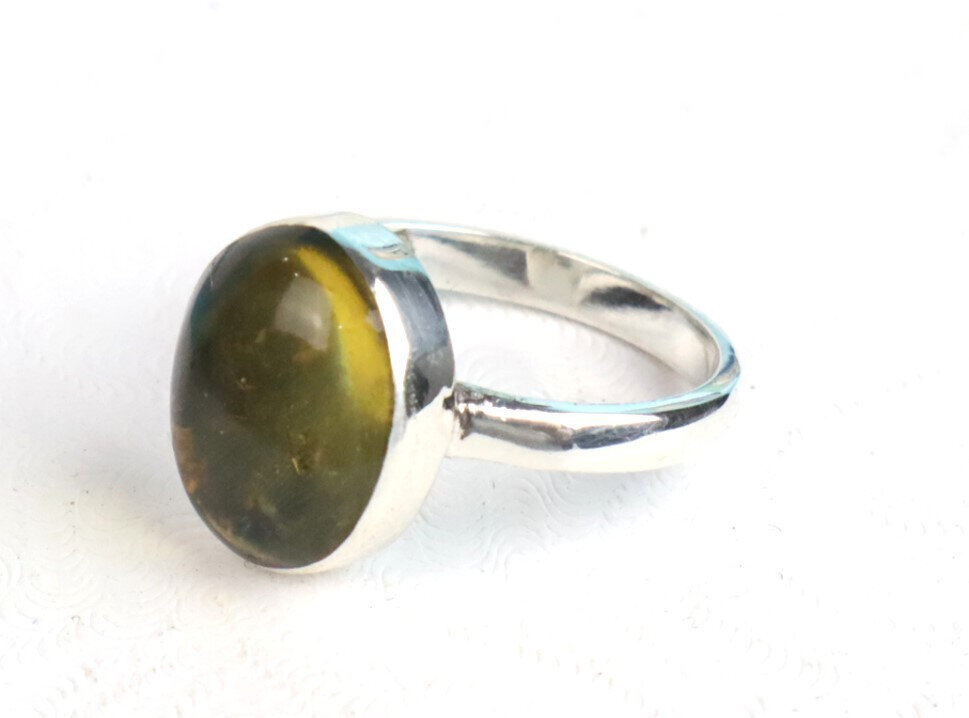 Exquisite Natural Clear Light Green Amber .925 Sterling Silver Ring #6 – photo 5