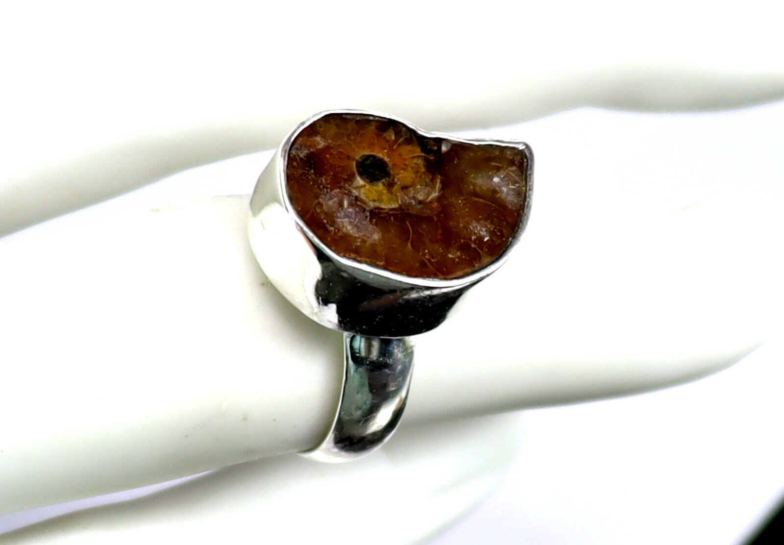 Excellent 450 mil years old Natural Ammonite Fossil .925 Sterling Silver Ring #6 – photo 6