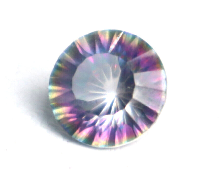 Impressive Faceted Clear Mystic Rainbow Topaz Round Stone 12mm 6CT – photo 2