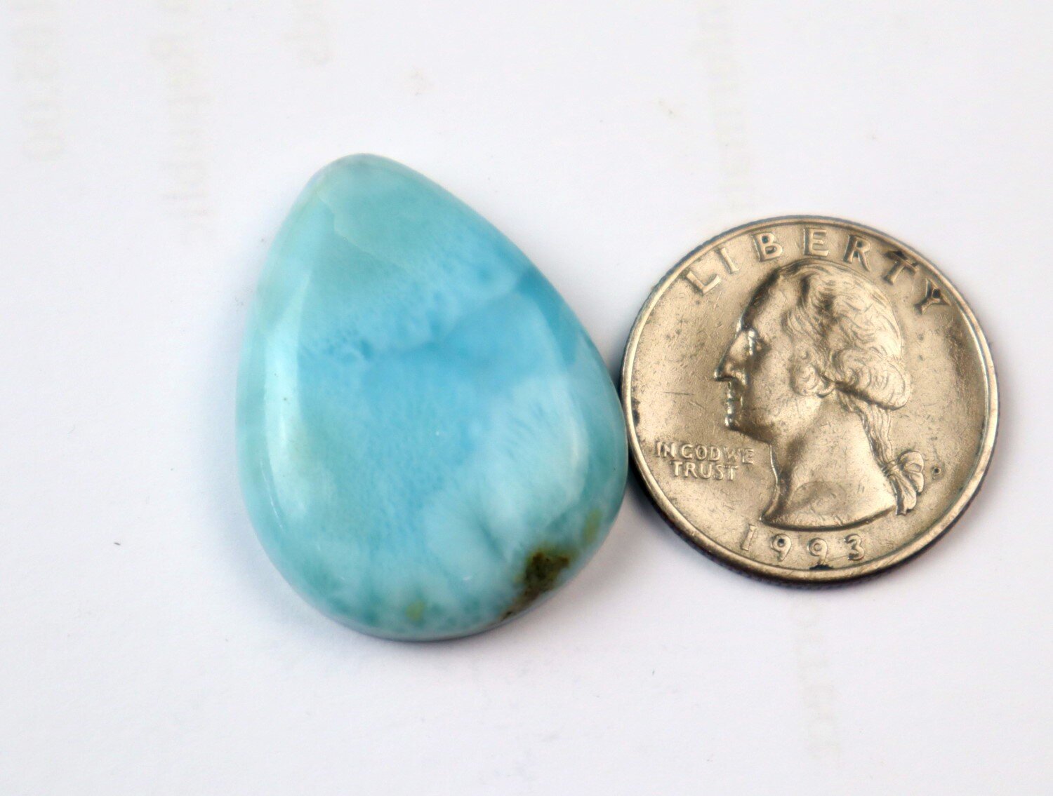 Beautiful Natural Sky Blue Larimar Teardrop Cabochon 31mm – photo 5