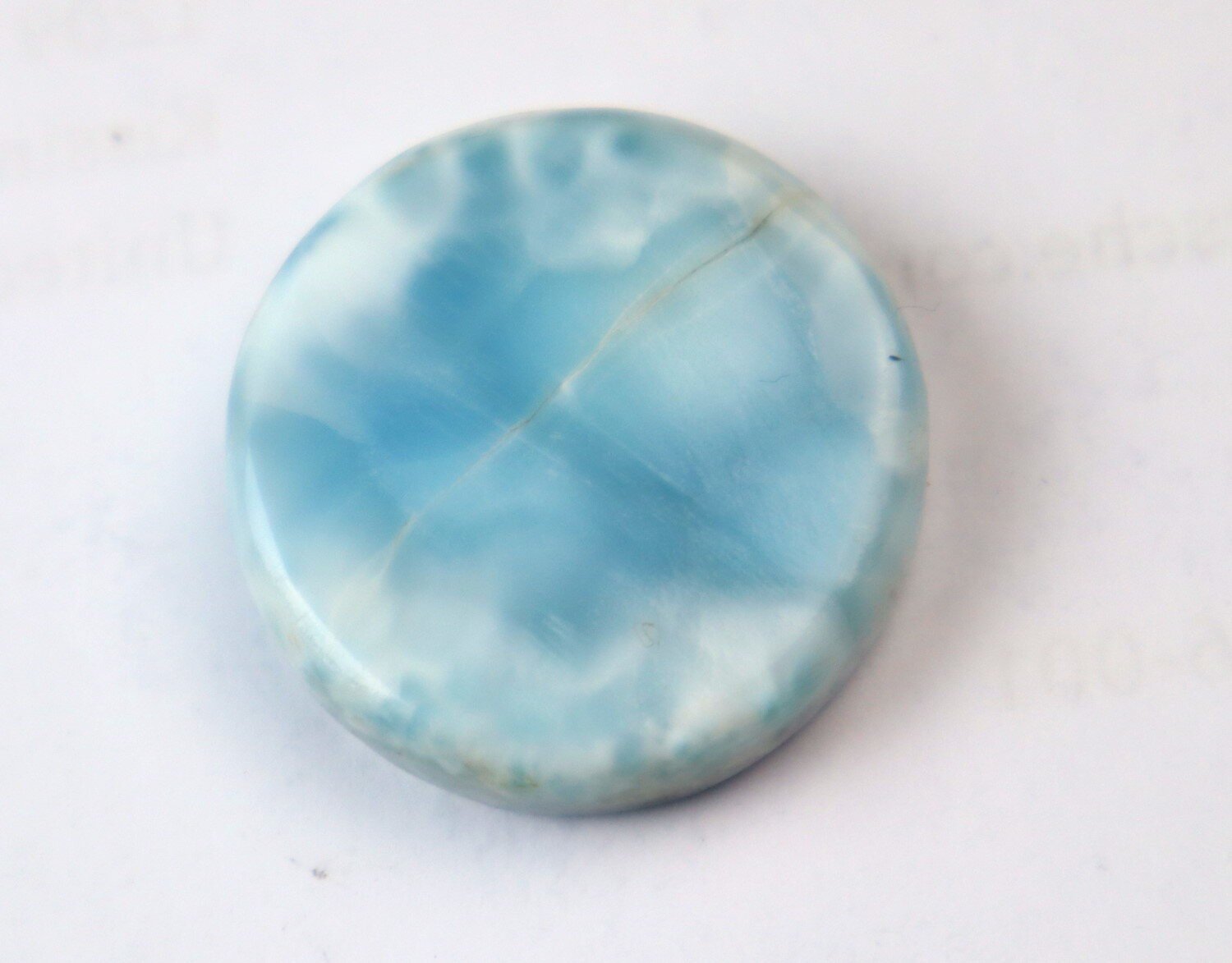 Exquisite Natural Sky Blue Larimar Round Disk Cabochon 27mm – photo 4