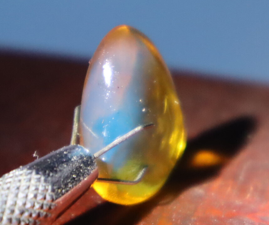 Exquisite Natural Dominican Clear Sky Blue Amber Polished Stone 22mm – photo 8