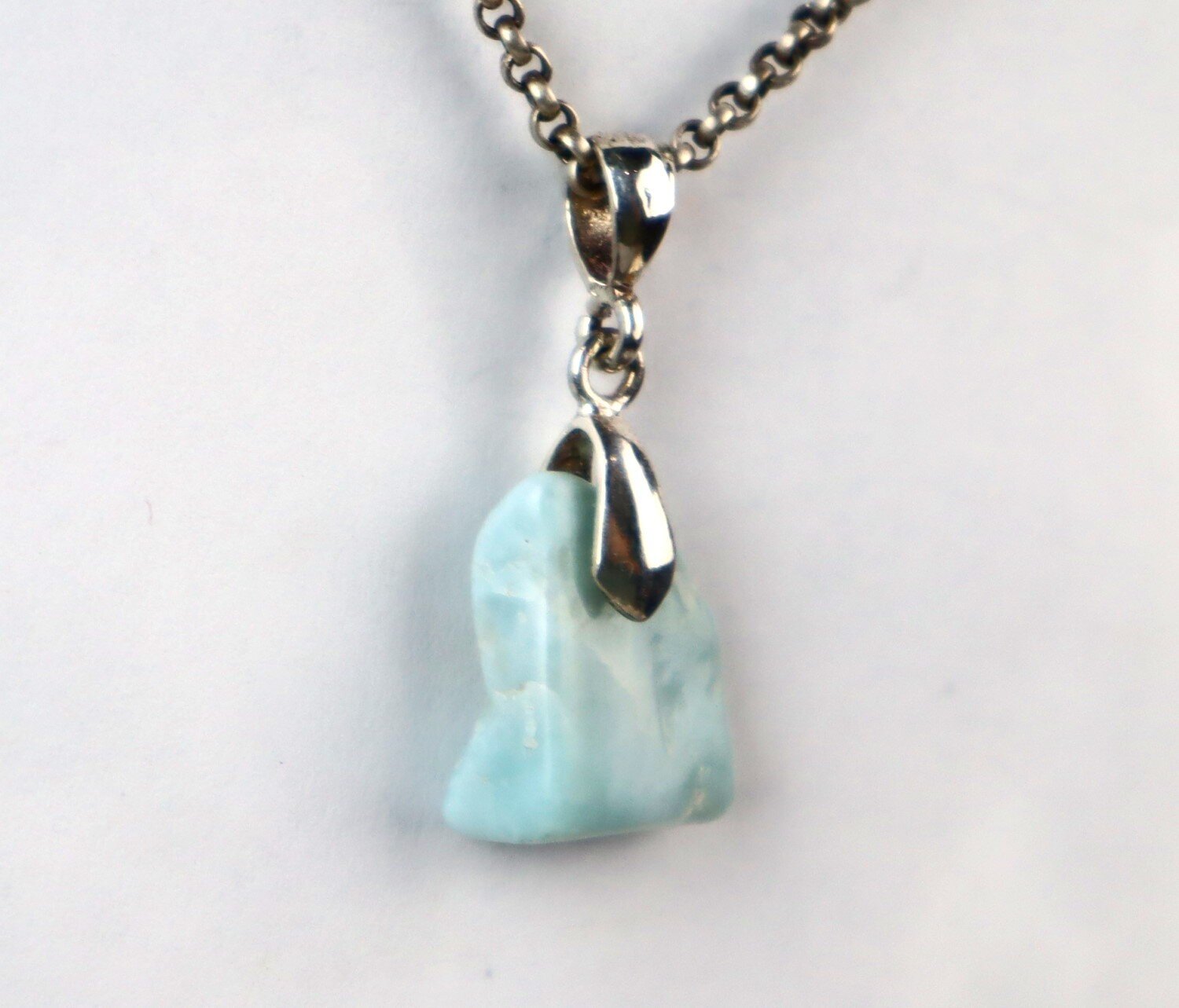 Lovely Natural Sky Blue Larimar .925 Sterling Silver Pendant 34mm – photo 6