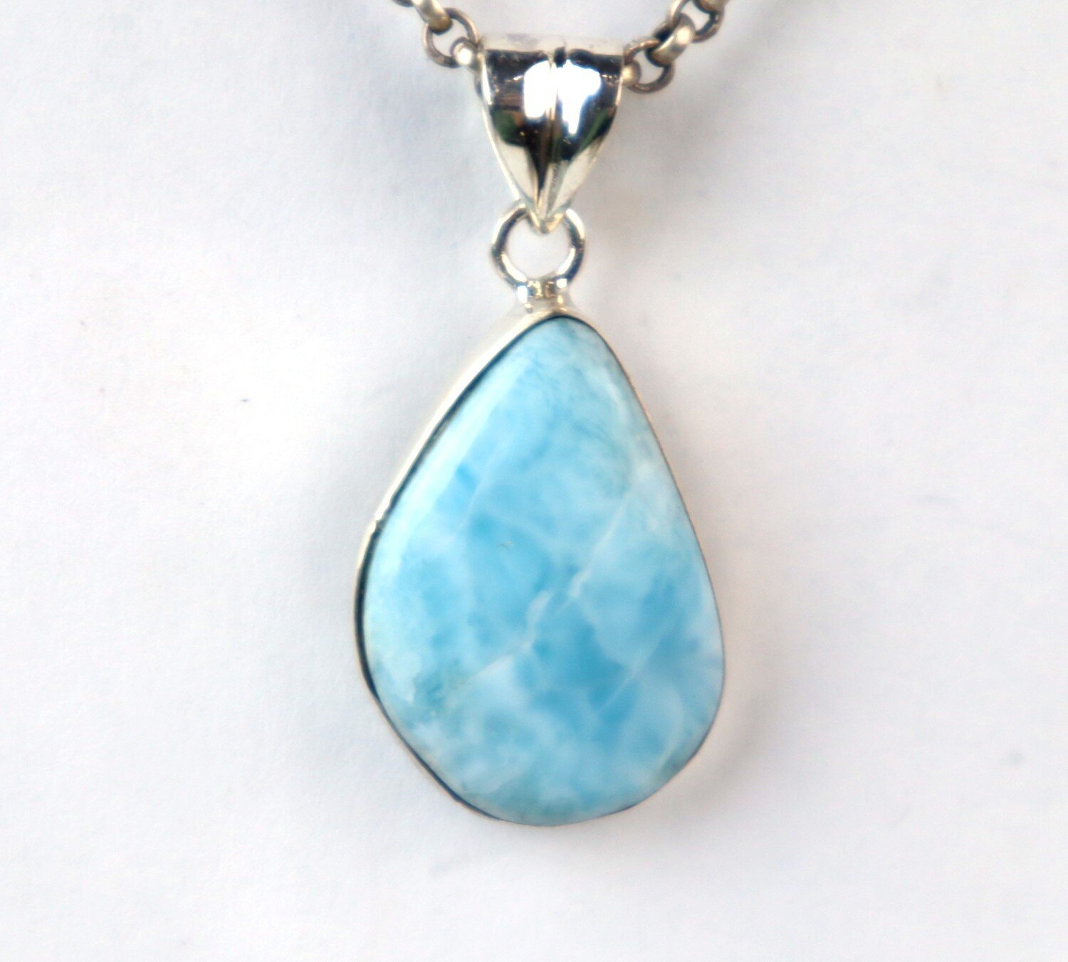 Larimar Blue Sterling Silver Teardrop Pendant 34mm – photo 6