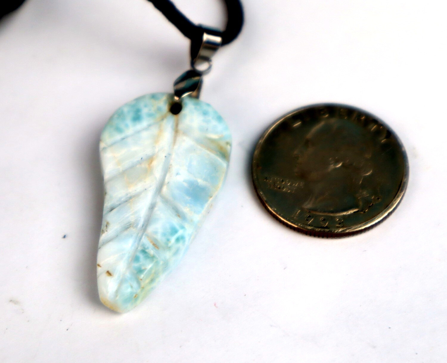 Charming Design Natural Ocean Blue Larimar Necklace adjustable free cord – photo 3
