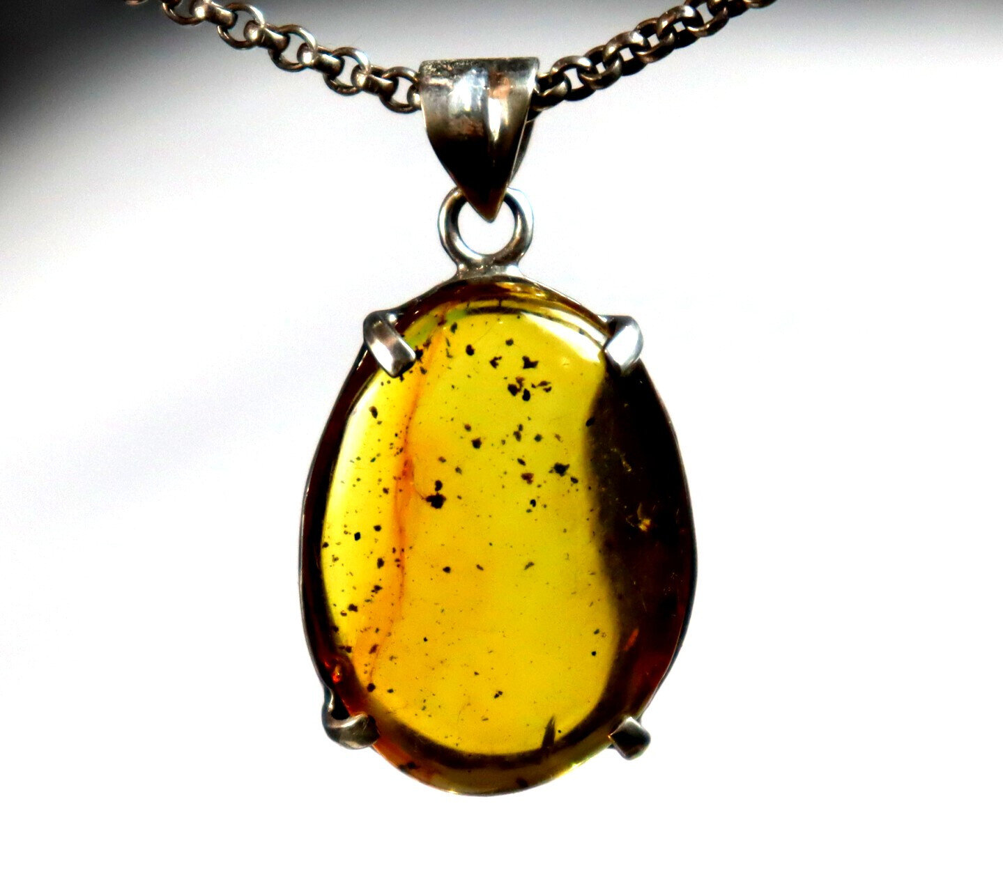 Natural Amber .925 Sterling Silver Pendant 39mm Insect Beetle Bug Fossil – photo 5