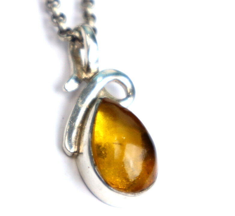 Natural Dominican Yellow Amber Pendant 925 Sterling Silver 30mm Clear Orange – photo 4