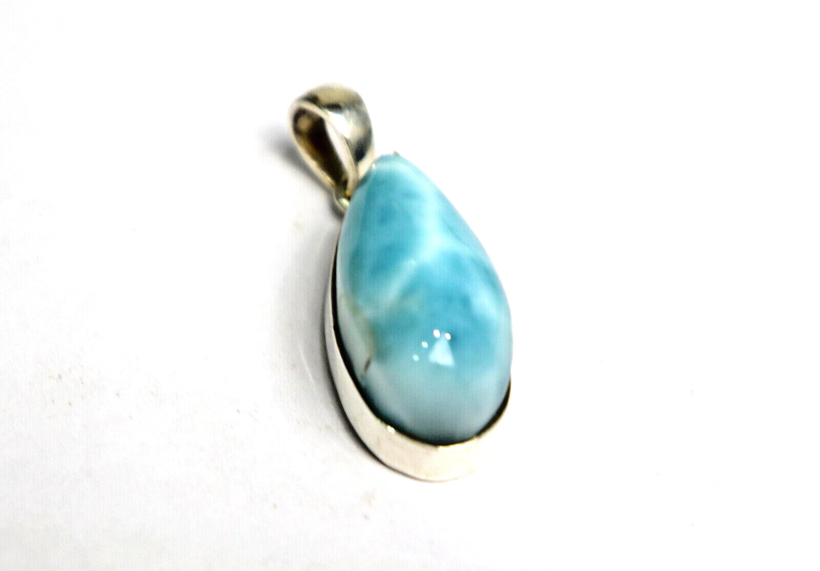 Exquisite Natural Sky Blue Larimar .925 Sterling Silver Pendant 33mm – photo 3