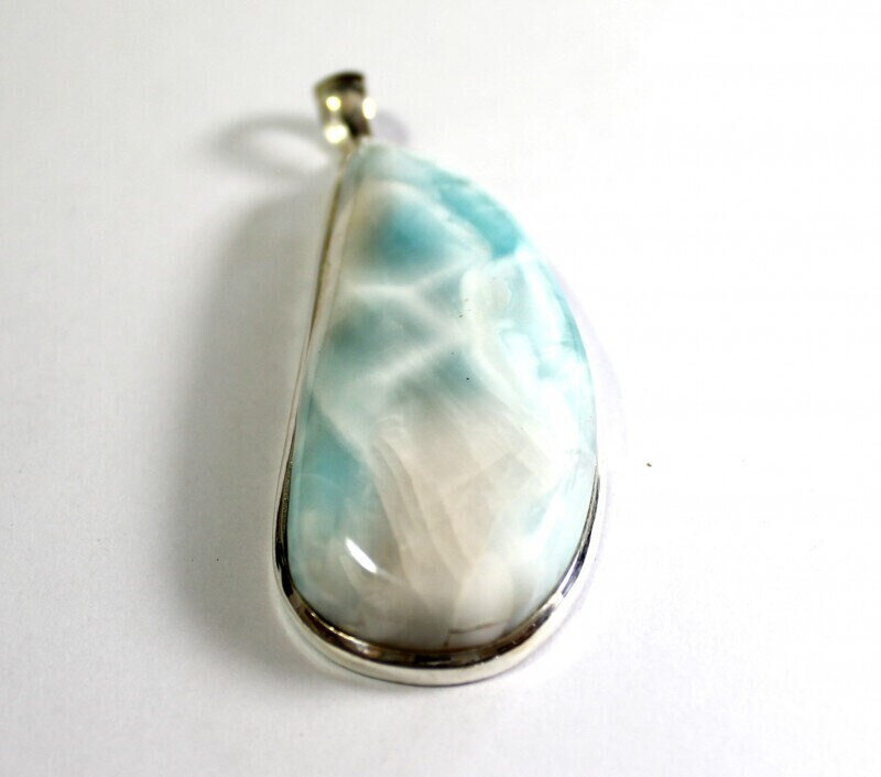 Biggest 2.1inch Natural Sky Blue Larimar .925 Sterling Silver Pendant 27gram – photo 6