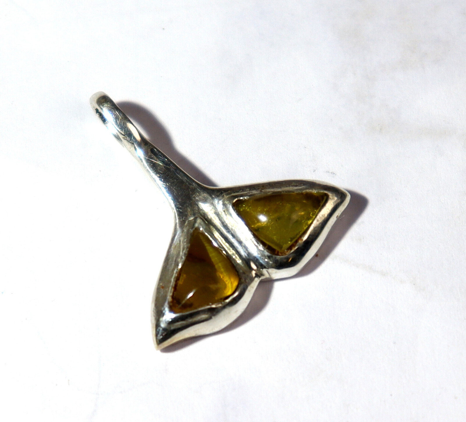 Excellent Natural Clear Yellow Amber .925 Sterling Silver Pendant Whalefin 23mm – photo 7