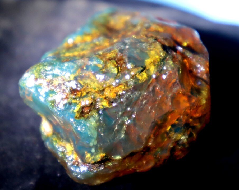 Exquisite Natural Dominican Crystal Clear Orange Blue Amber Rough Specimen 65mm – photo 4