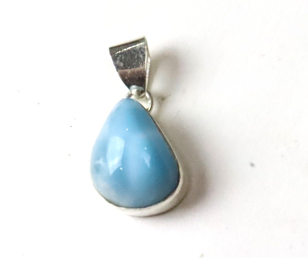 Exquisite Natural Volcanic Blue Larimar .925 Sterling Silver Pendant 26mm – photo 4
