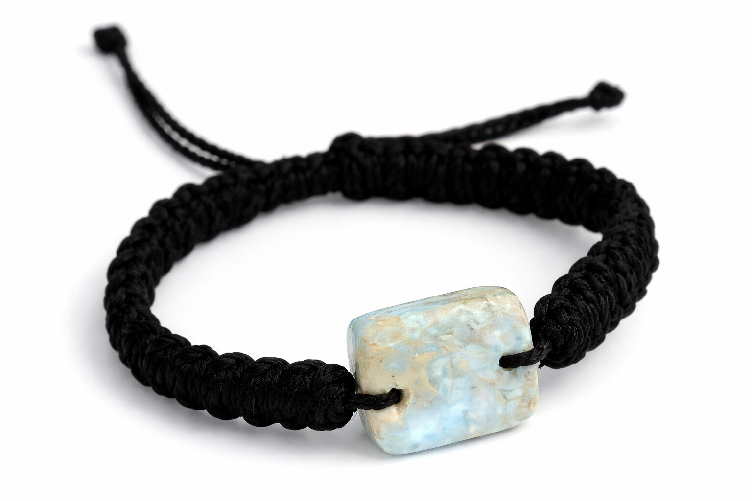 ๐ Natural Dominican Larimar Macrame Bracelet โ Adjustable Handmade Gemstone