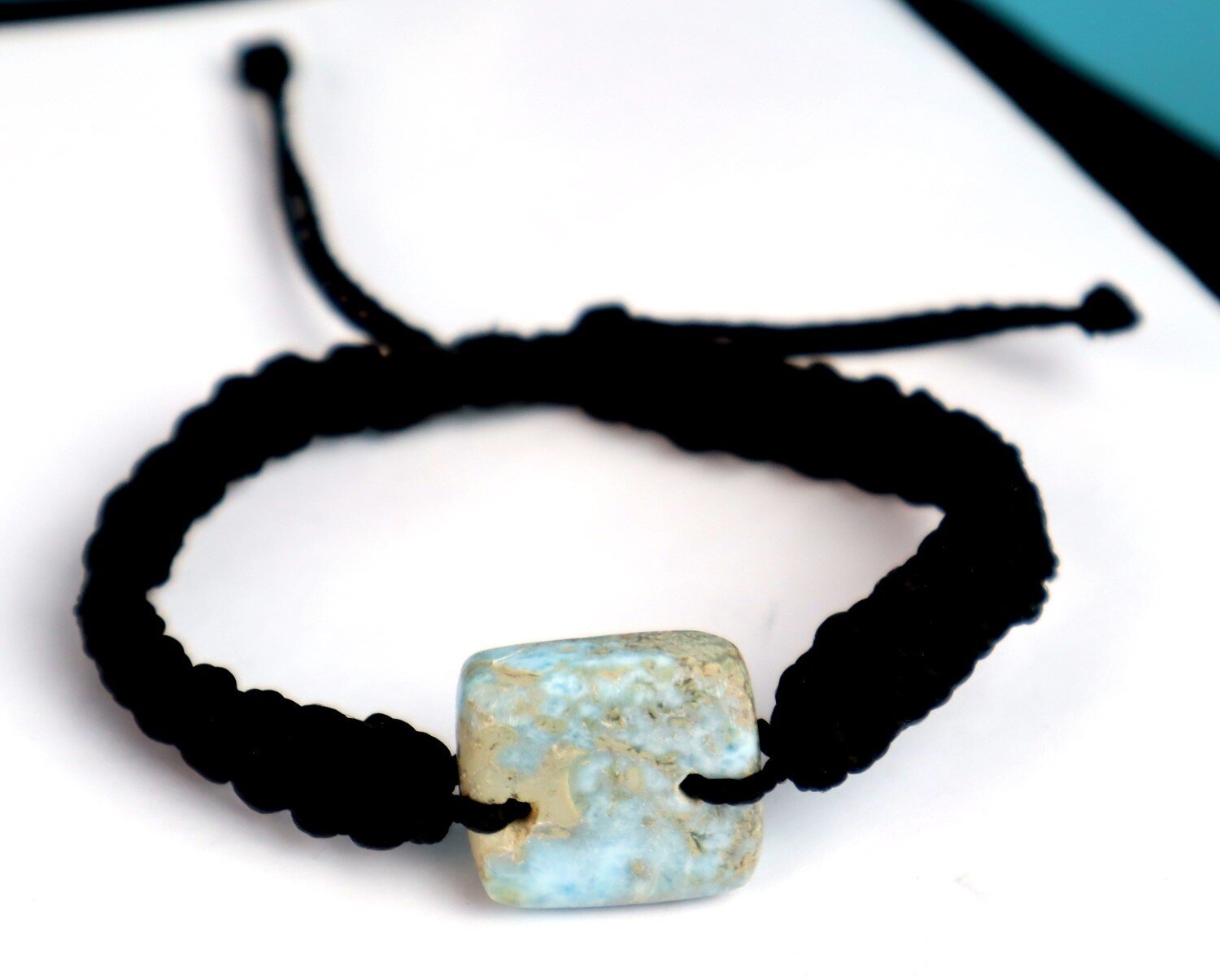 🌊 Natural Dominican Larimar Macrame Bracelet – Adjustable Handmade Gemstone – photo 6