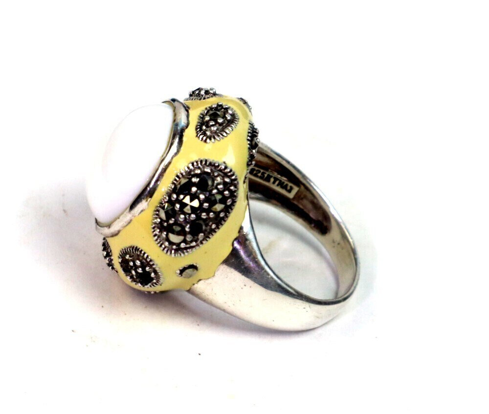 Finest Natural Clear White Howlite .925 Sterling Silver Ring #8.5 – photo 5