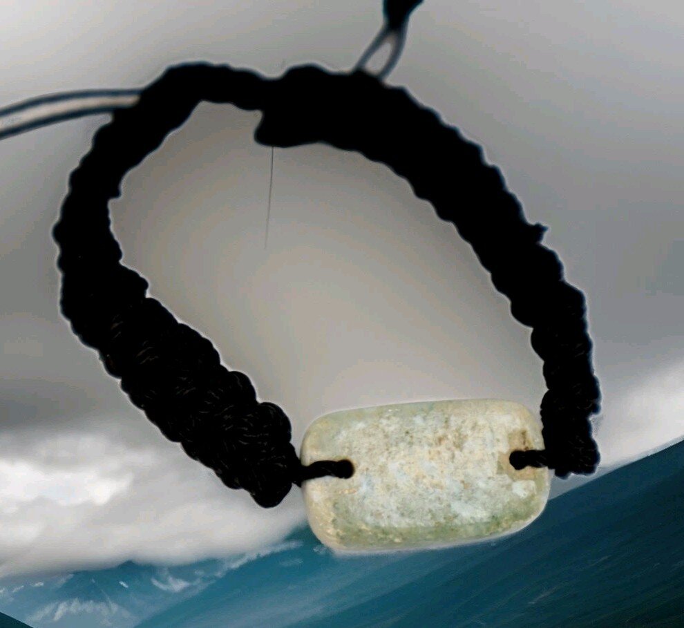 Rarest Natural Larimar (27mm) Bracelet Wristband adjustable Macrame cord – photo 5