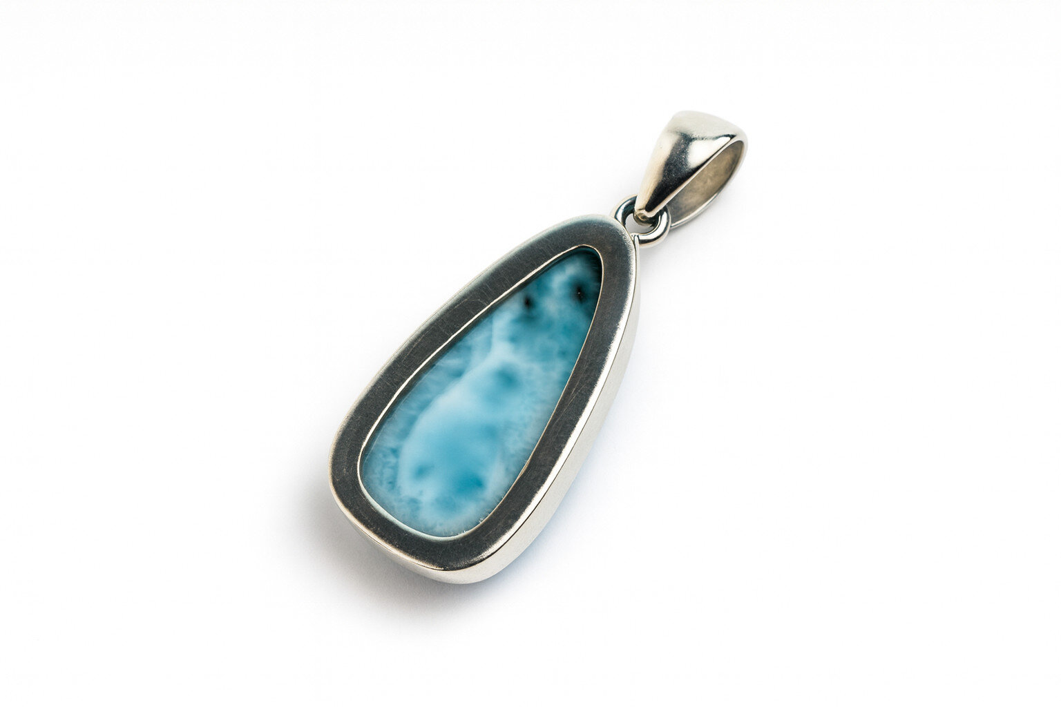 Impressive Natural Sky Blue Larimar .925 Sterling Silver Pendant 40mm – photo 3