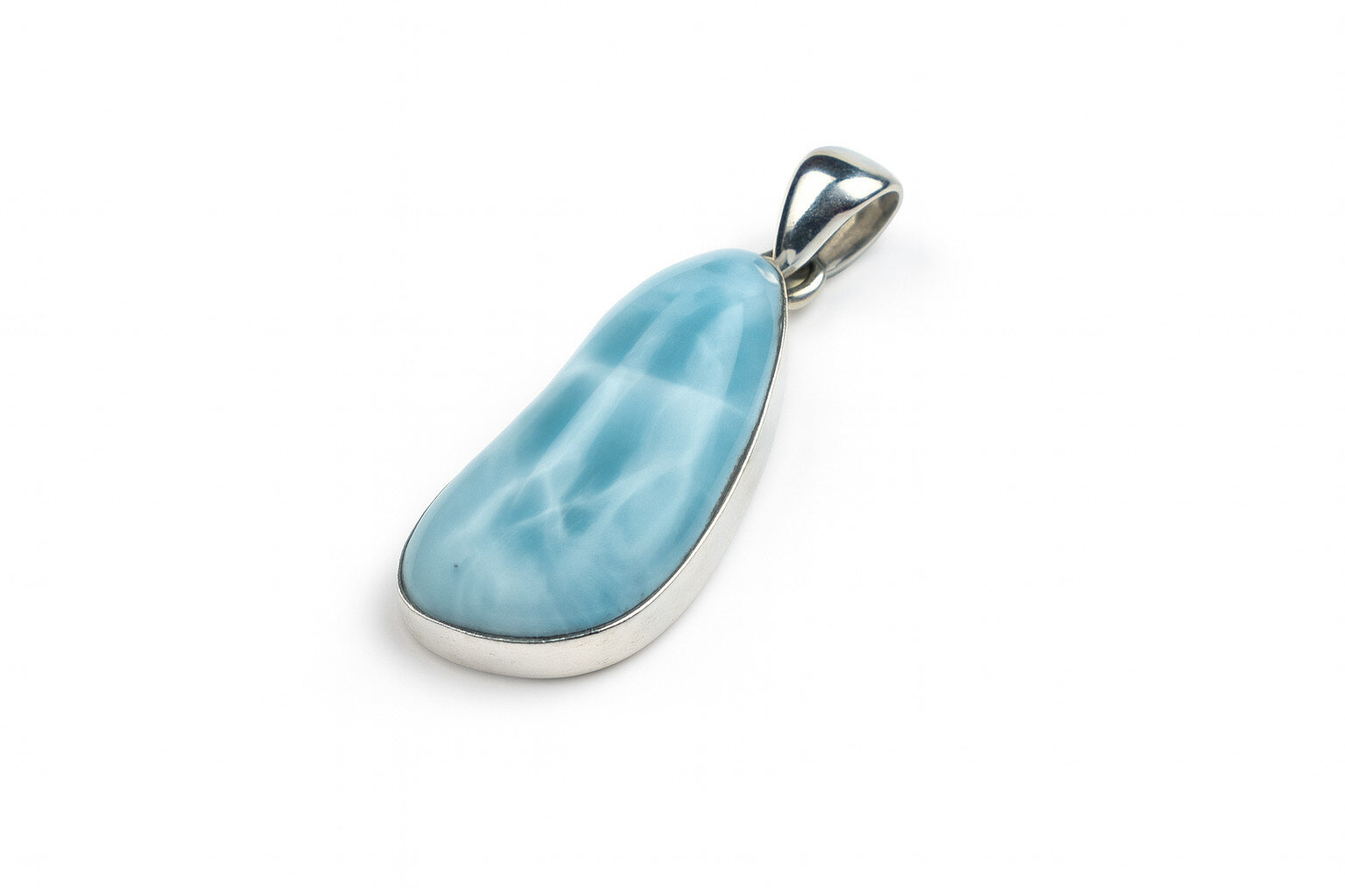 Impressive Natural Sky Blue Larimar .925 Sterling Silver Pendant 40mm – photo 5