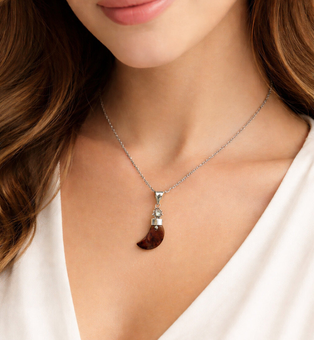 Finest Natural Deep Brown Cat Eye .925 Sterling Silver Claw Pendant 60mm