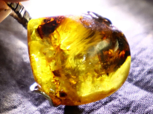 Handcrafted wired Natural Translucent Amber .925 Sterling Silver Pendant 40mm – photo 7