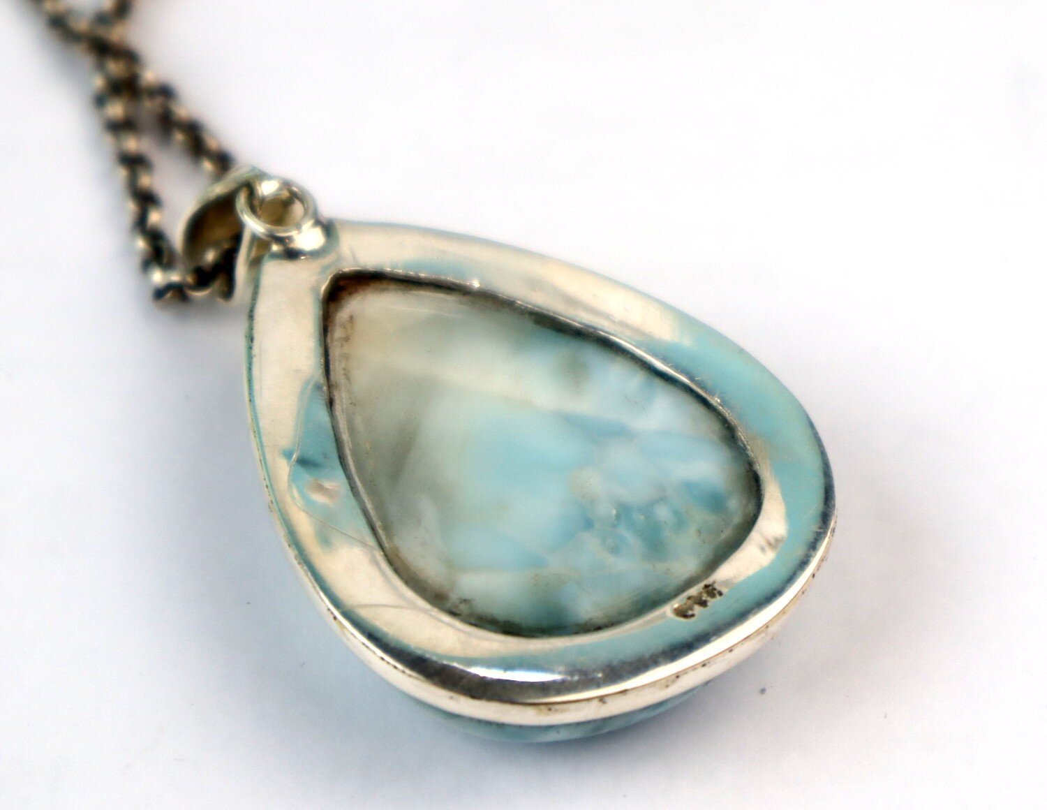Exquisite Natural Ocean Blue Larimar .925 Sterling Silver Pendant 47mm – photo 4