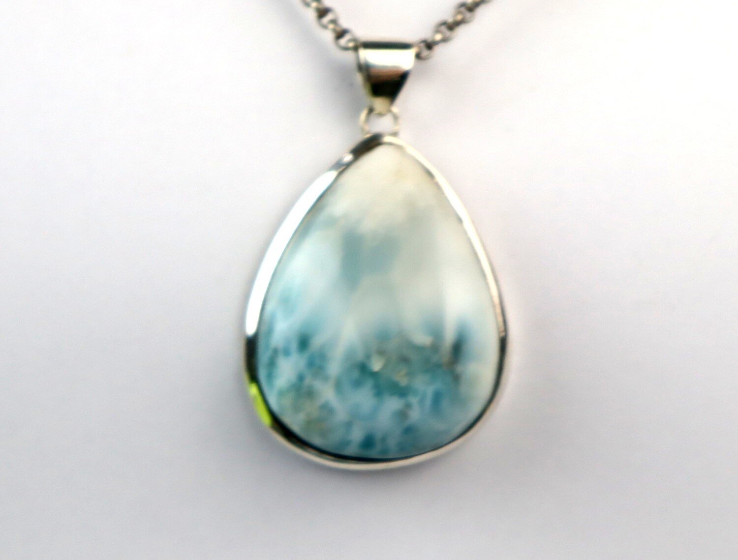 Exquisite Natural Ocean Blue Larimar .925 Sterling Silver Pendant 47mm – photo 6