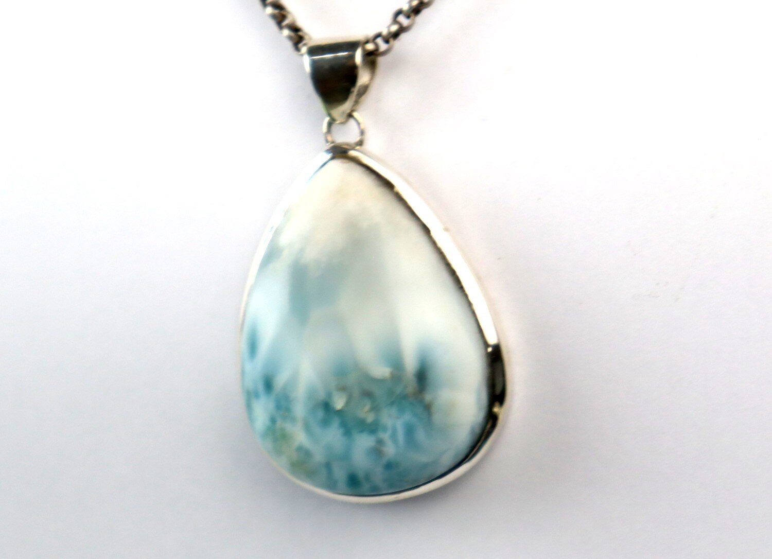 Exquisite Natural Ocean Blue Larimar .925 Sterling Silver Pendant 47mm – photo 7