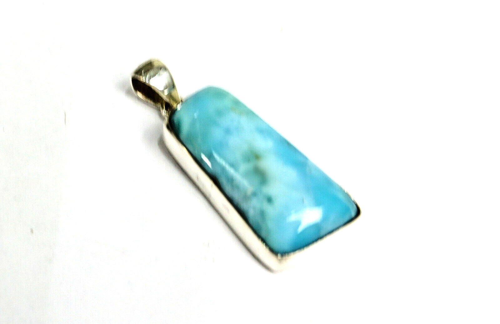 Charming Design Natural Sky Blue Larimar .925 Sterling Silver Pendant 39mm – photo 6