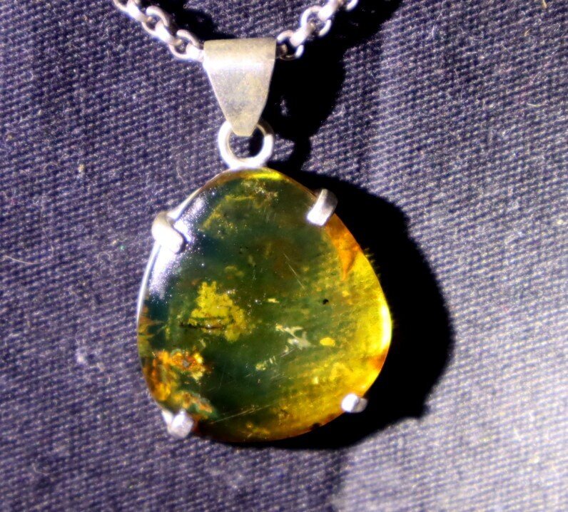 Beautiful Natural Clear Green Yellow Amber .925 Sterling Silver Pendant 36mm – photo 6