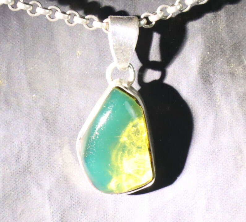 Finest Natural Clear Ocean Green Amber .925 Sterling Silver Pendant 29mm – photo 7