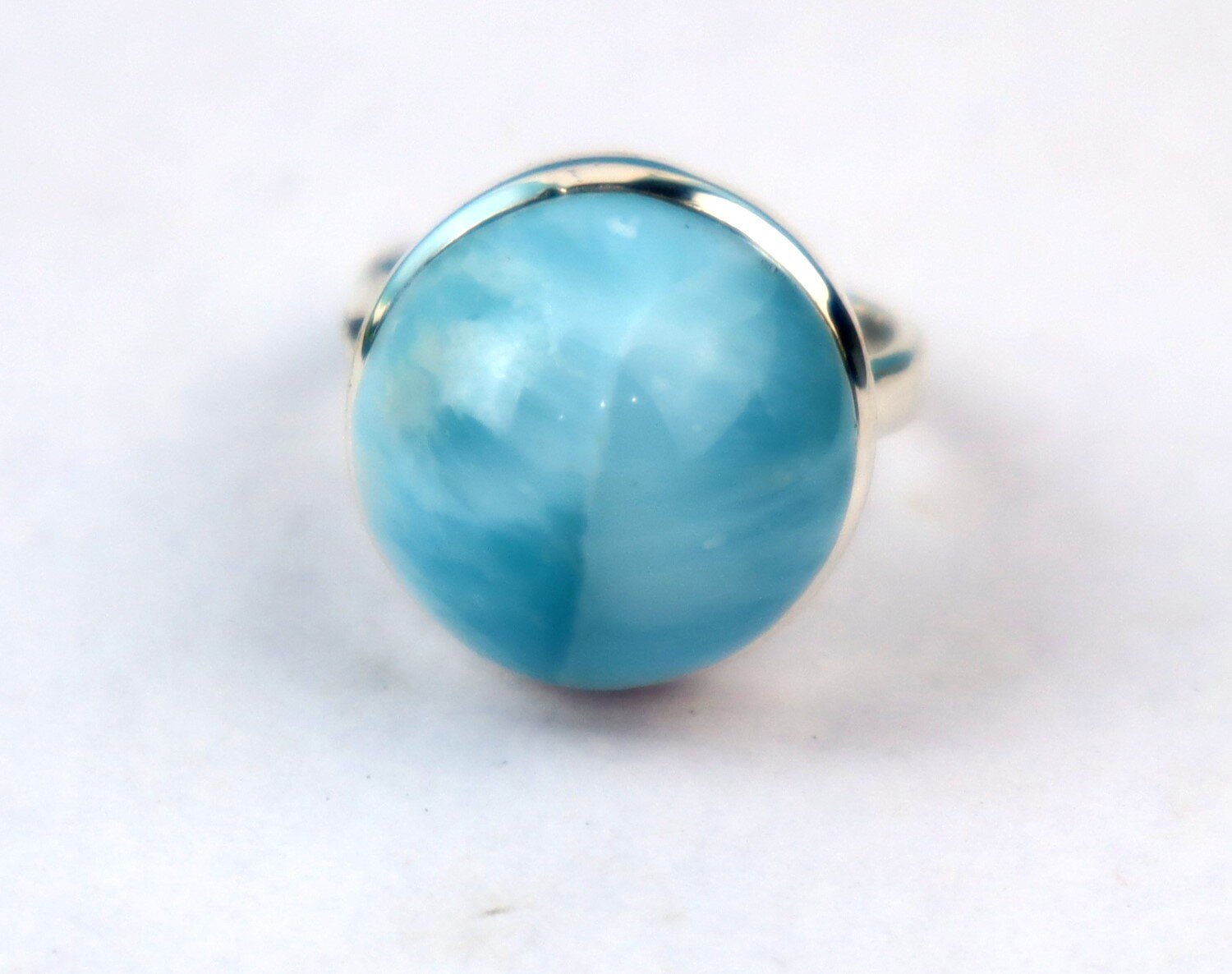 Exquisite Natural Sky Blue Larimar .925 Sterling Silver Ring #5.5 free resize – photo 4
