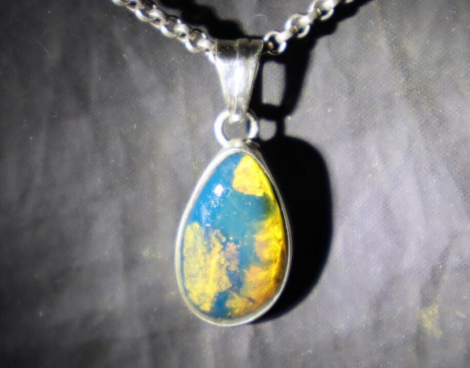 Lovely Natural Clear Sky Blue Amber .925 Sterling Silver Pendant 32mm – photo 8