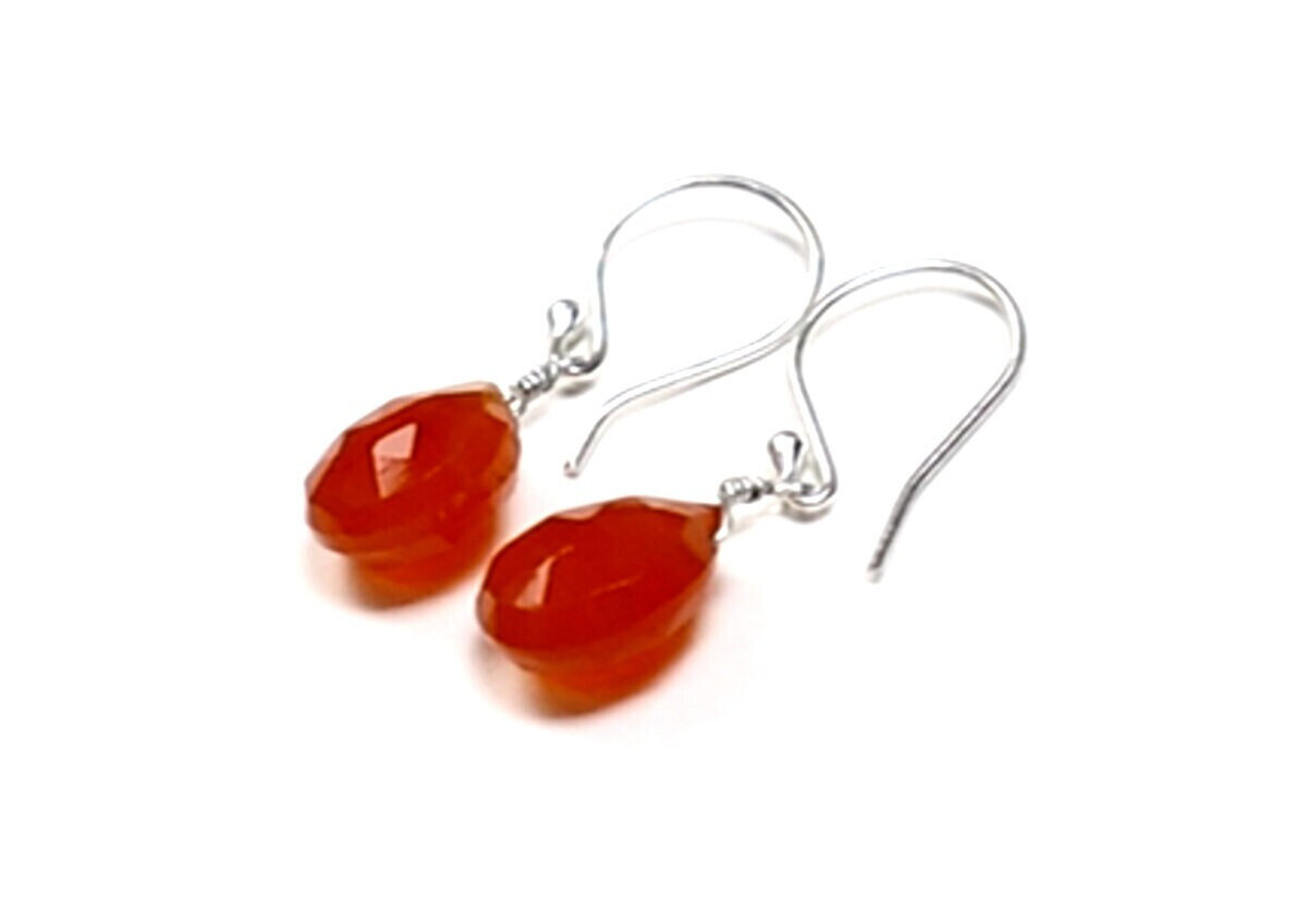 Beautiful Deep Orange Teardrop Tourmaline .925 Sterling Silver Earrings 37mm 17. – photo 6