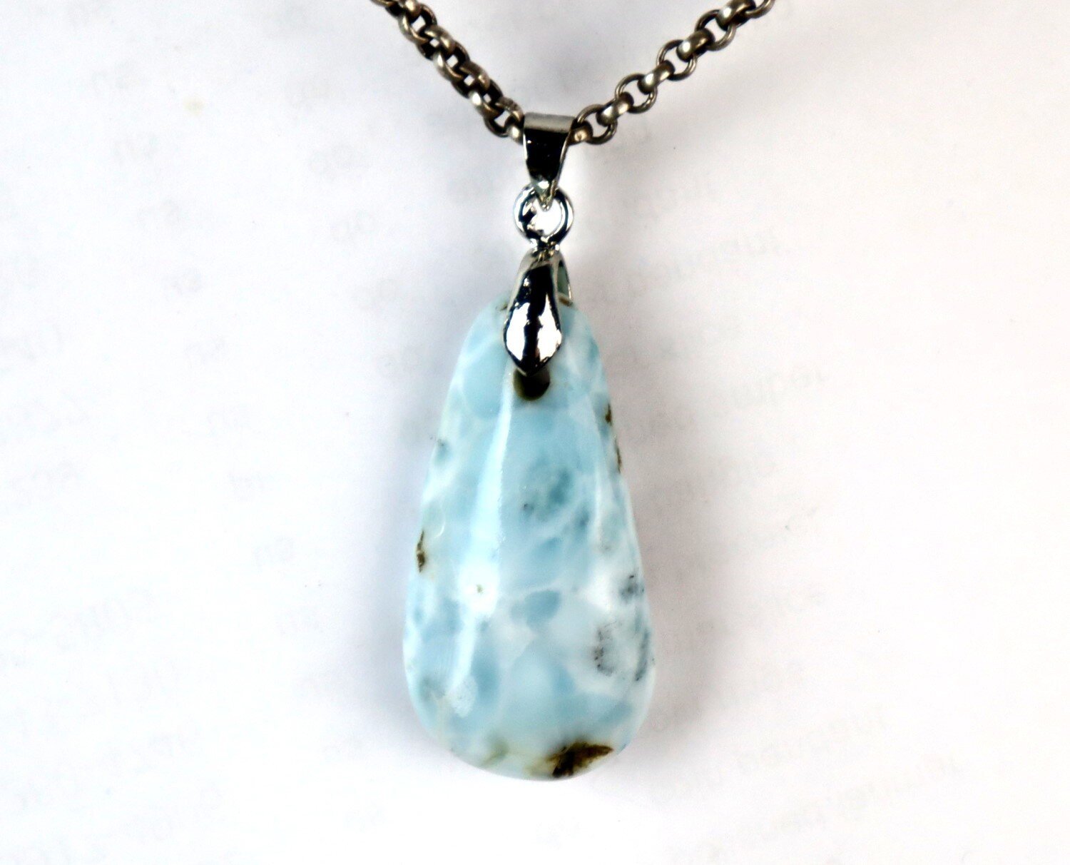 Charming Design Natural Light Blue Larimar Pendant 41mm – photo 6