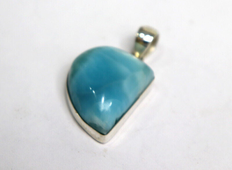 Exquisite Natural Dominican Sky Blue Larimar .925 Sterling Silver Pendant 34mm – photo 3