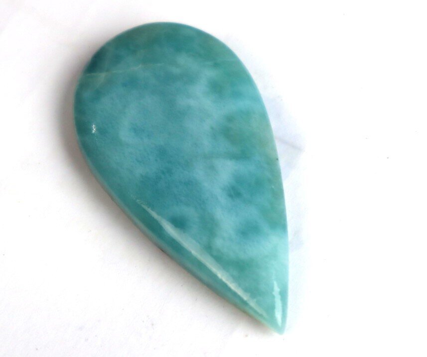 Impressive Natural Dominican Ocean Blue Larimar Polished Stone Cabochon 47mm – photo 8