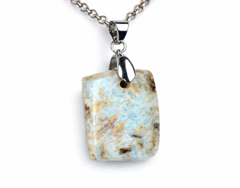 Lovely Natural Orange Blue Larimar Pendant 32mm