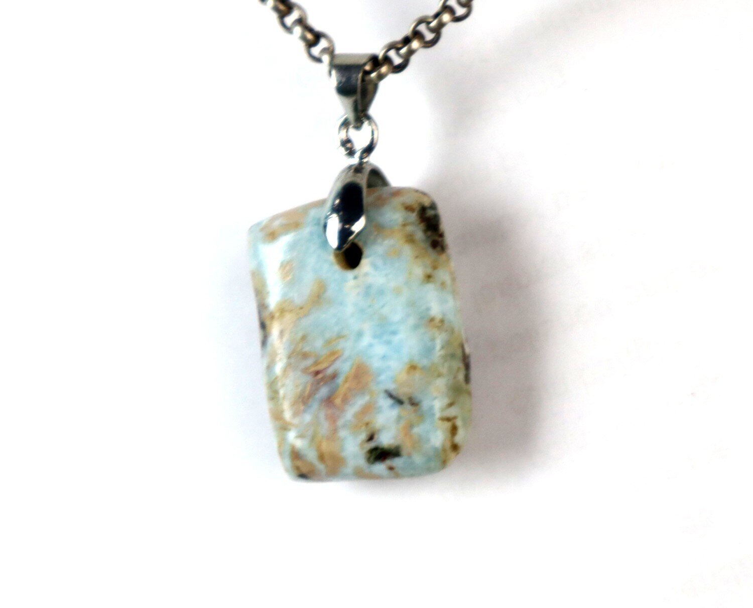 Lovely Natural Orange Blue Larimar Pendant 32mm – photo 3