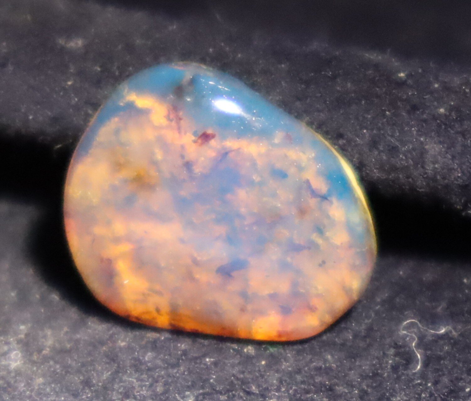 Lovely Natural Dominican Transl. Royal Blue Amber Polished Cabochon Stone 15mm – photo 8
